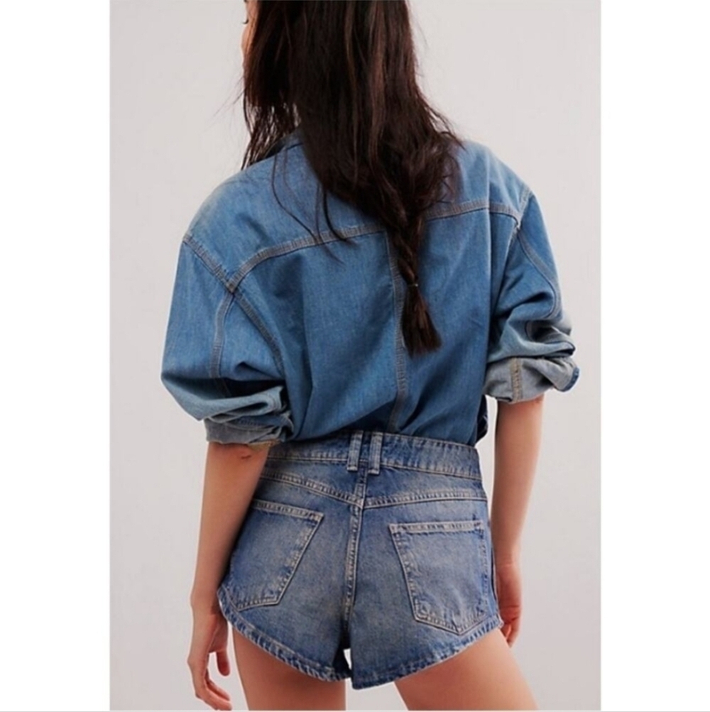 New Free People We The Free Prince Street Denim Western Cowboy Shorts Size 26 - Picture 5 of 14